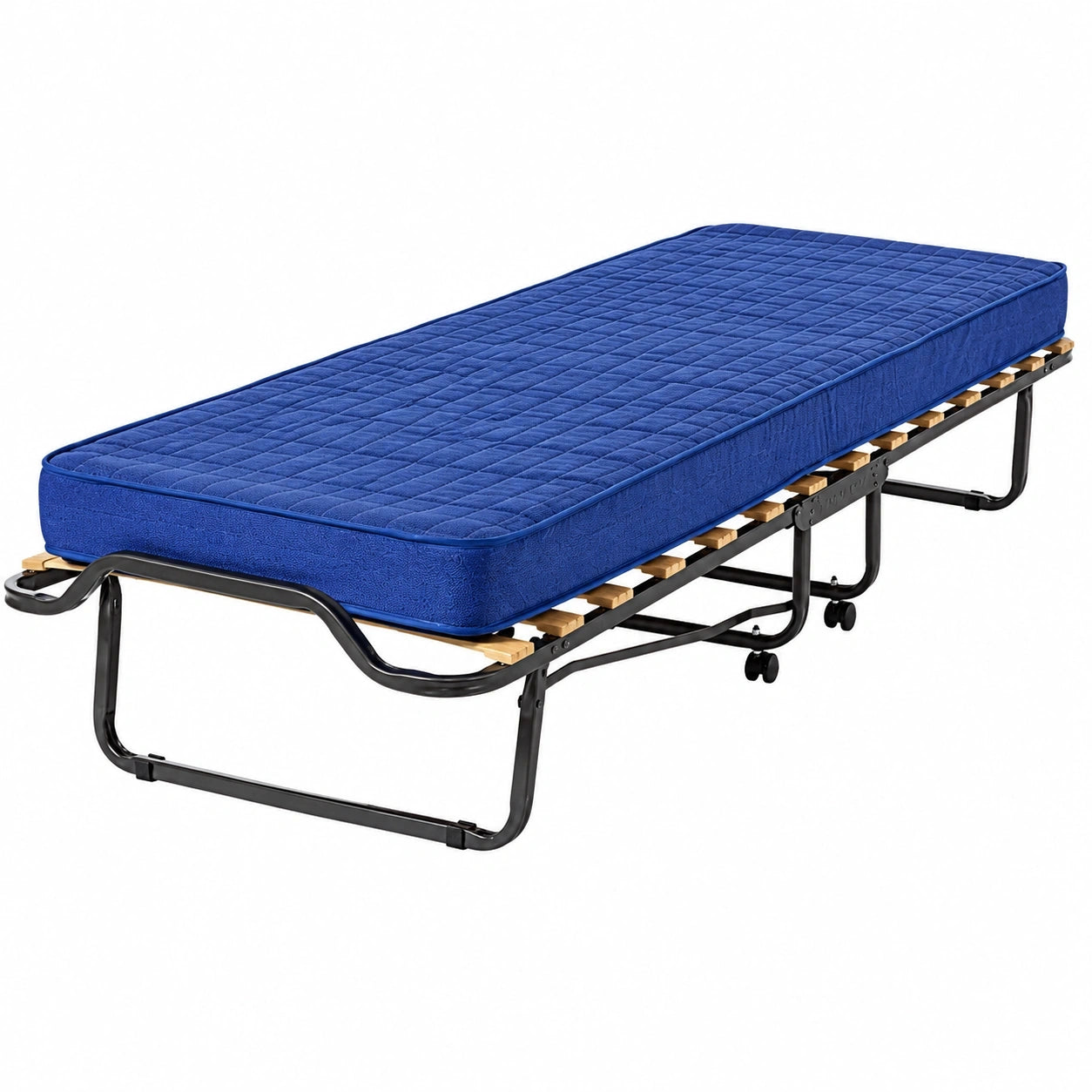 MiaSuite Klappbares Einzelbett mit Rollen und Wasserschaummatratze, Blau, 80 x 200 cm