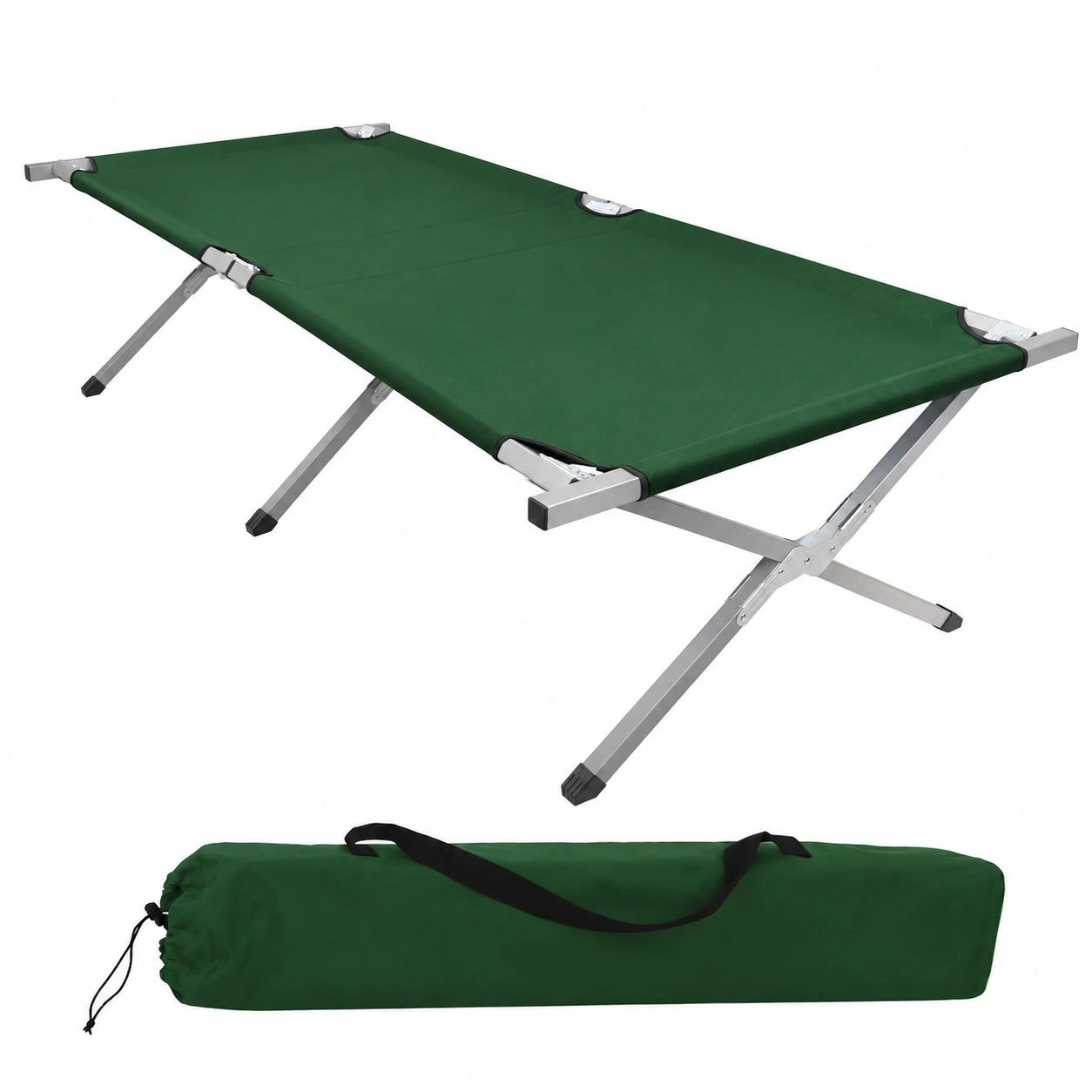 Robustes Klappbett für Camping 190x64x41 cm - Bis 180 kg belastbar, mit Tragetasche