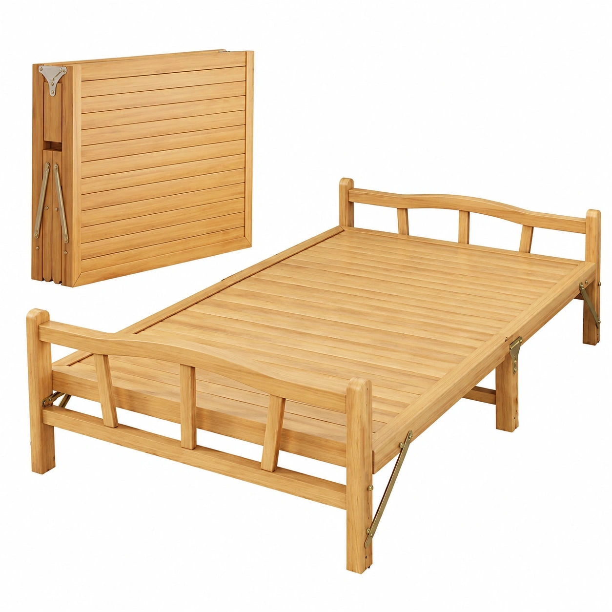 Hochwertiges Klappbett aus Nanmu-Holz, multifunktional und platzsparend, robuste Belastbarkeit für Schlafzimmer und Büro, 190x60x50cm