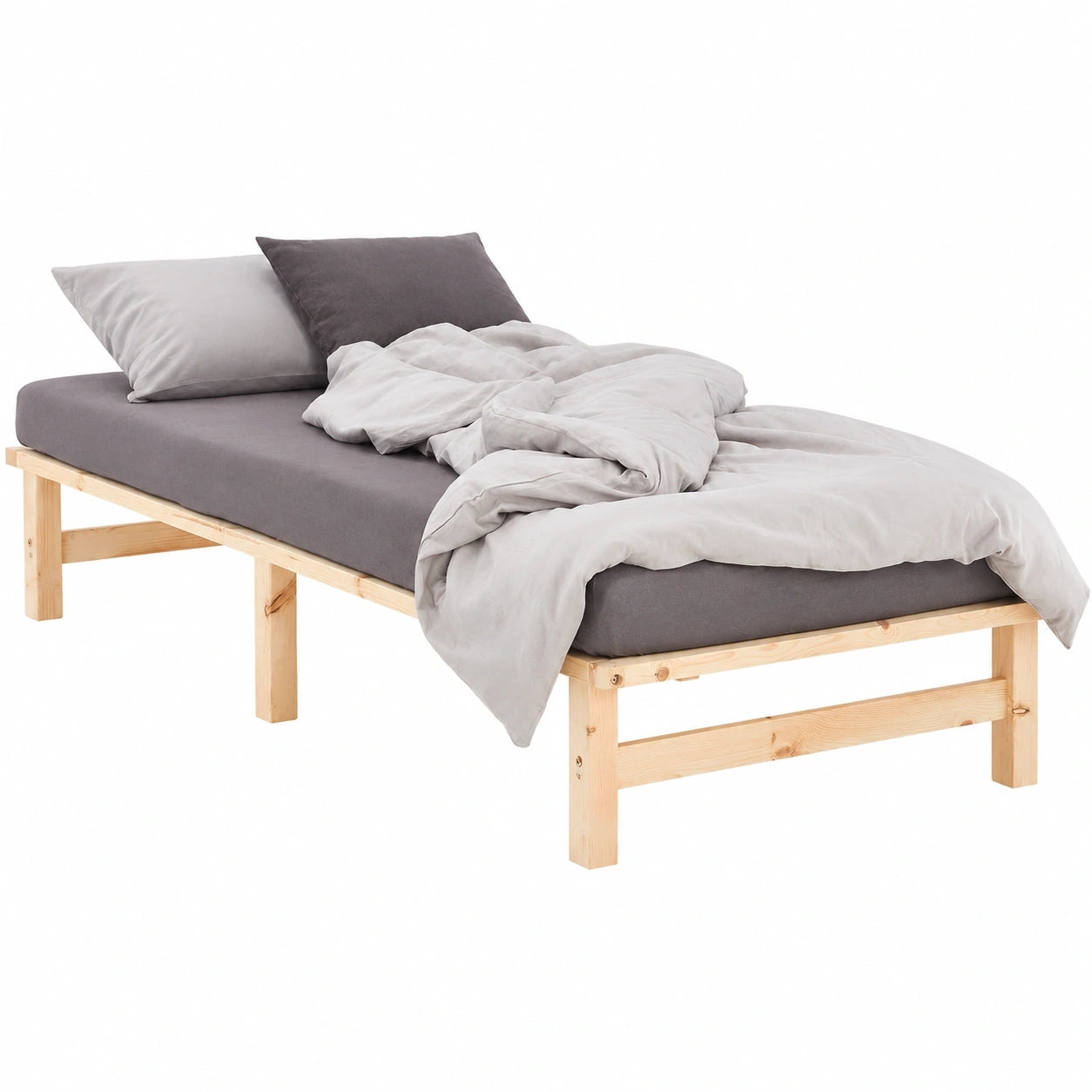 Massivholzbett 90x200 aus Kiefernholz mit Lattenrost, Natürlicher Look für Ihr Schlafzimmer