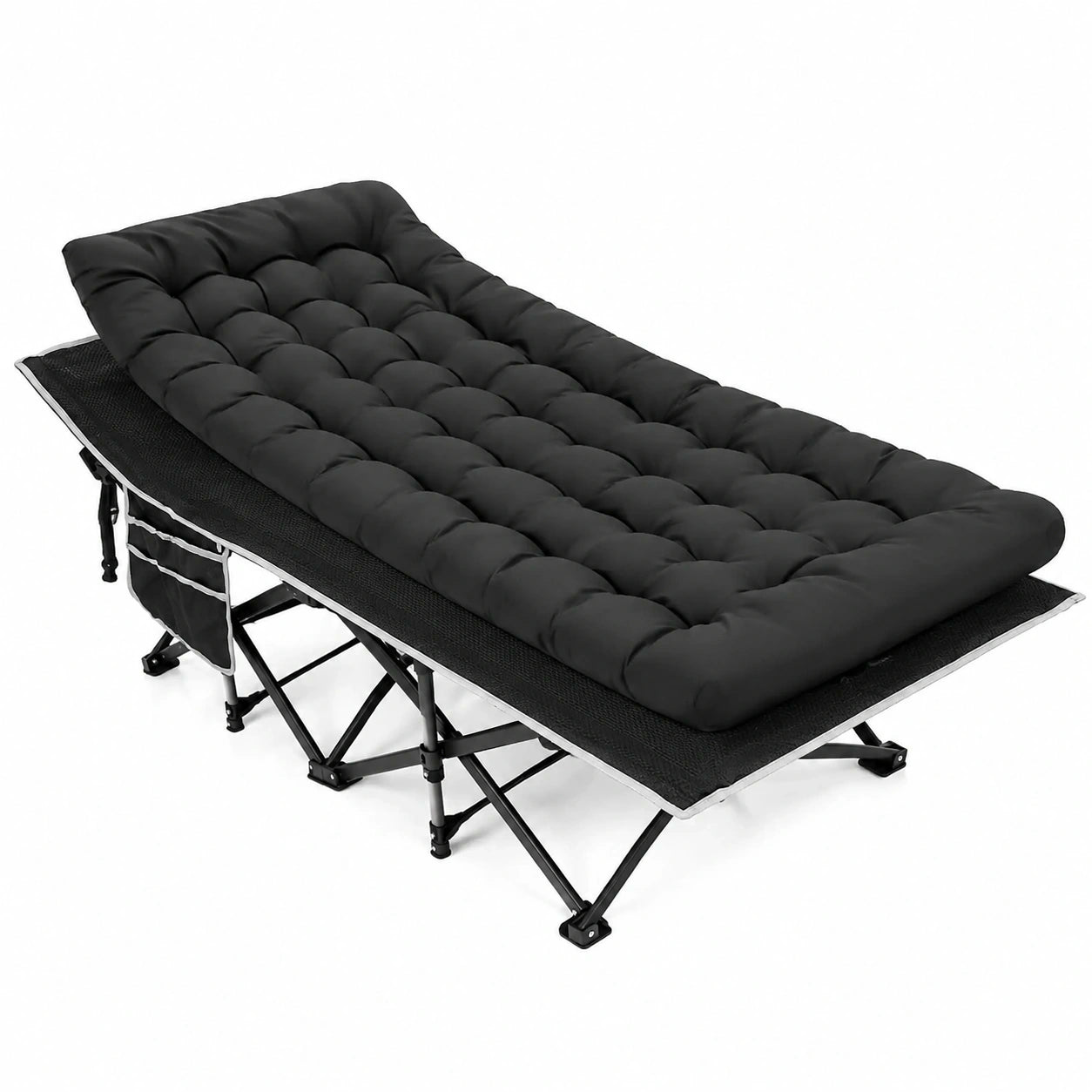Klappbares Campingbett aus 2400D Oxfordgewebe, belastbar bis 250 kg, mit Seitentasche und Tragetasche, 190 x 71 x 36 cm