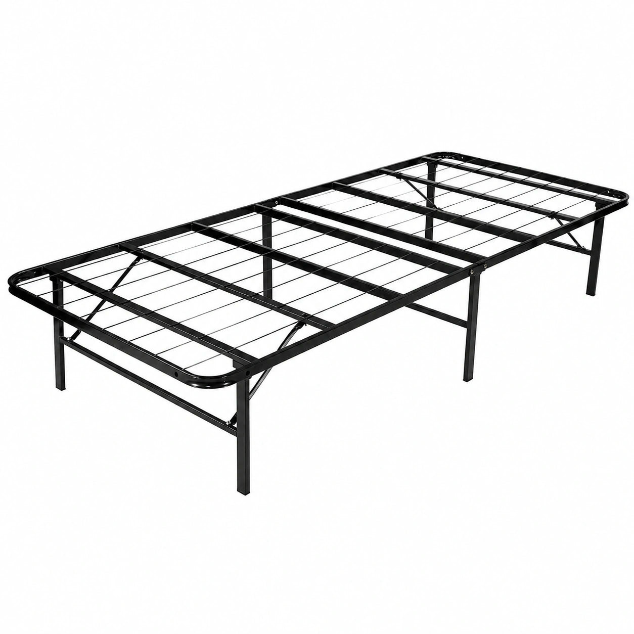 Metallbett 100x200cm mit Stauraum, Kompatibel mit Saugrobotern, Schwarz
