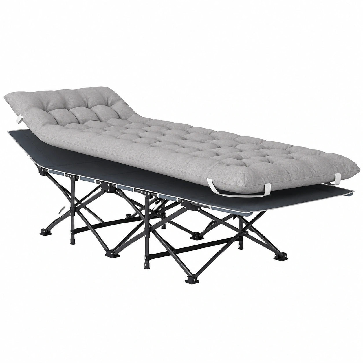 Zusammenklappbares Campingbett mit Matratze und Kissen, 185 x 68 x 37 cm, Tragkraft bis 150 kg, ideal für Outdoor-Aktivitäten