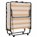 Klappbett 80x200cm mit Memoryschaum-Matratze, Beigefarben, Mobiles Gästebett bis 120kg
