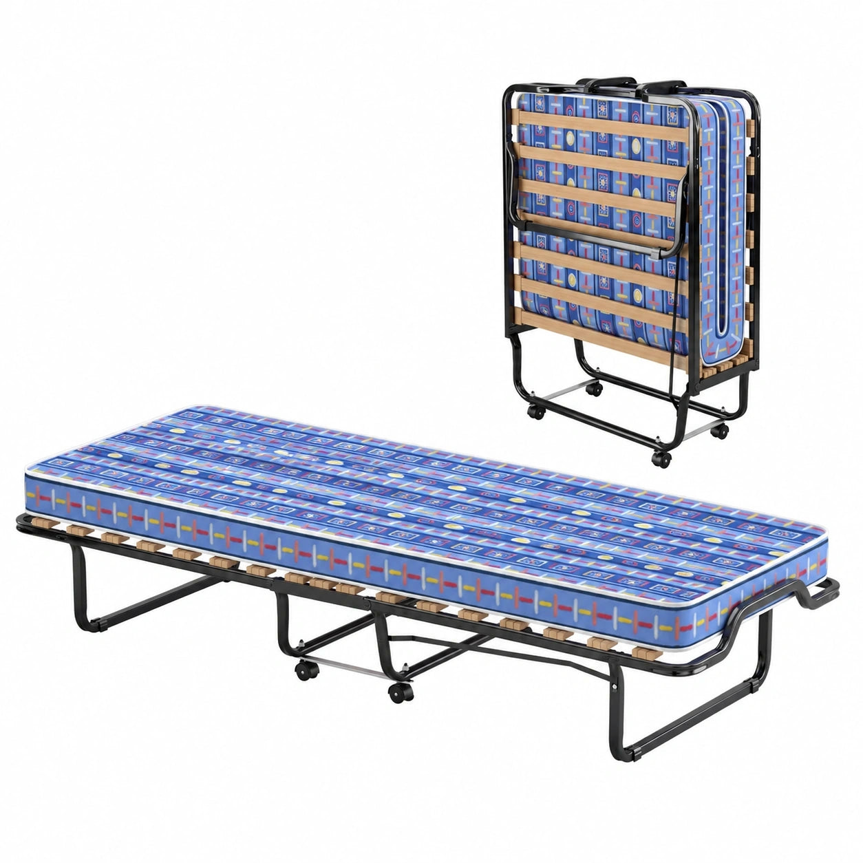 Faltbares Gästebett mit Memory-Schaum-Matratze, 80x200 cm, bis 120 kg, mit 4 Rollen