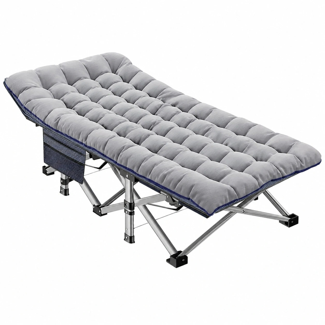 Faltbare Sonnenliege mit Matratze und Kopfstütze, 200 kg Tragkraft, für Garten und Camping, Grau