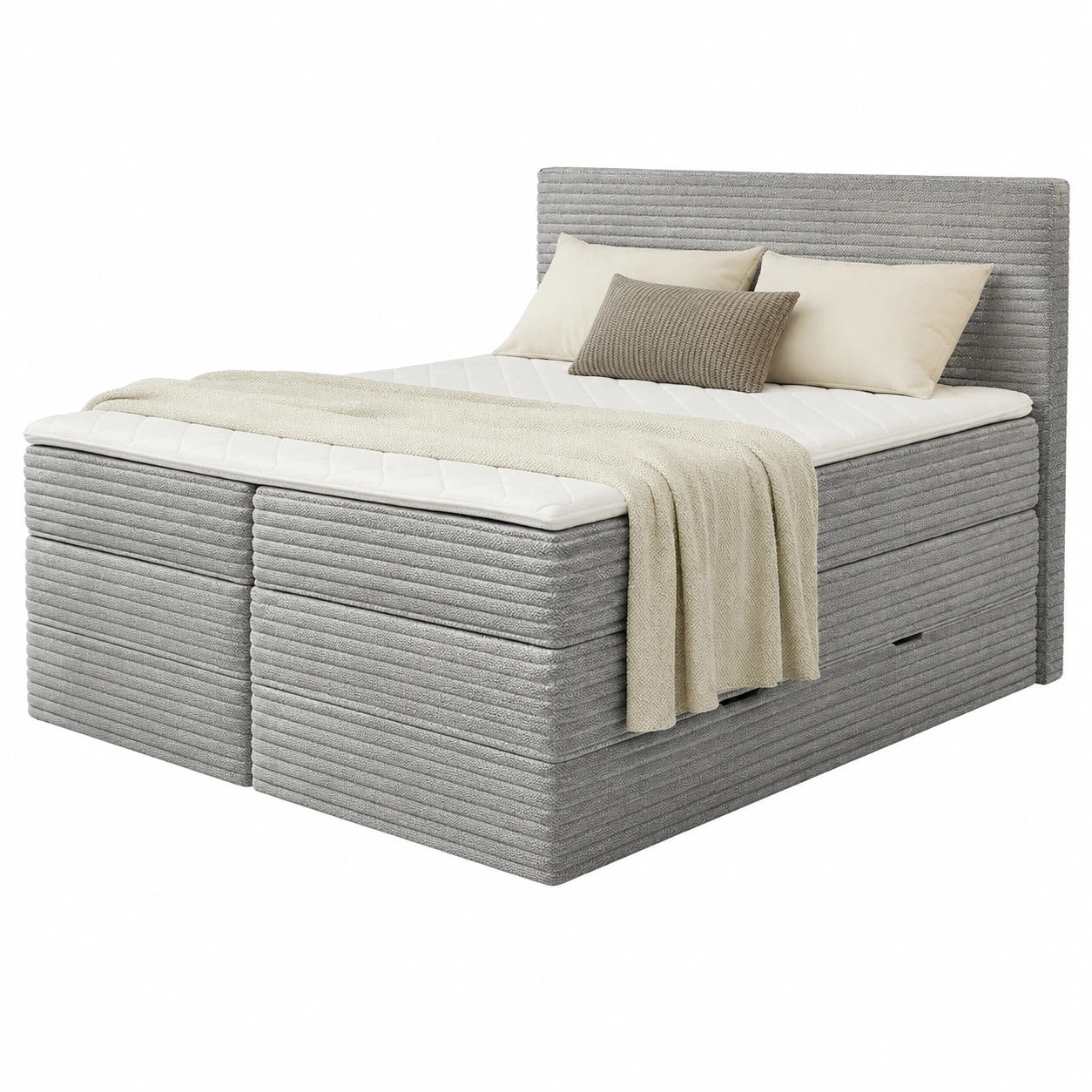 Sofnet Polsterbett Mollo XL mit Stauraum und Komfortmatratzen, Doppelbett in Grau, 180 x 200 cm