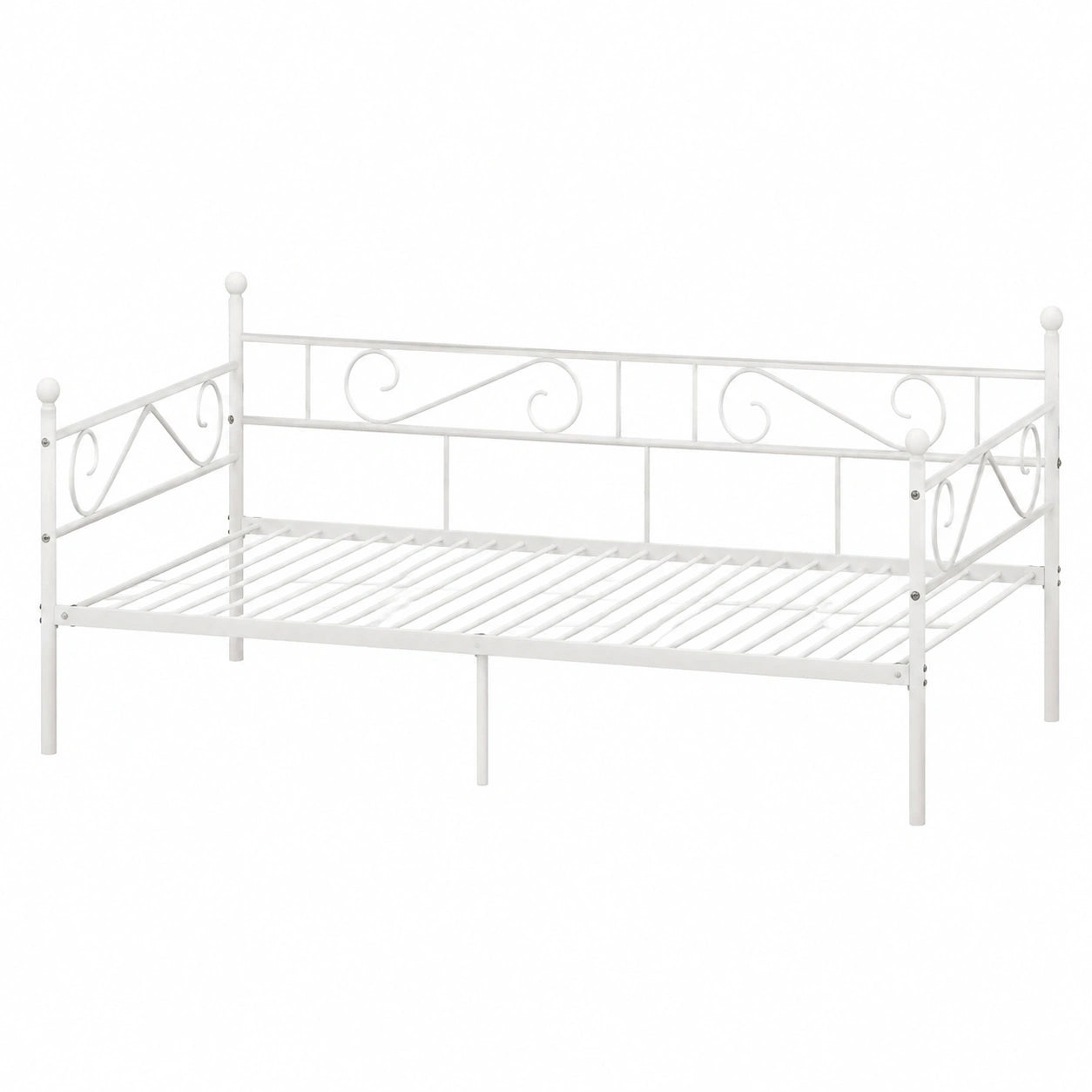 Metall-Tagesbett 90x200 cm, Wasserdichtes Sofabett für Gäste und Jugendzimmer, Weiß