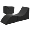 Talamo Italia Klappbett Andreina - Verwandlungspouf aus Öko-Leder, Einzelbett und Chaiselongue, 100% italienische Herstellung, Schwarz, 130x50x50 cm