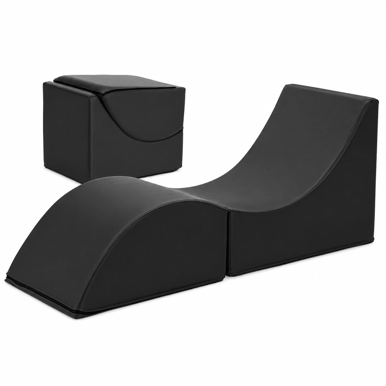 Talamo Italia Klappbett Andreina - Verwandlungspouf aus Öko-Leder, Einzelbett und Chaiselongue, 100% italienische Herstellung, Schwarz, 130x50x50 cm