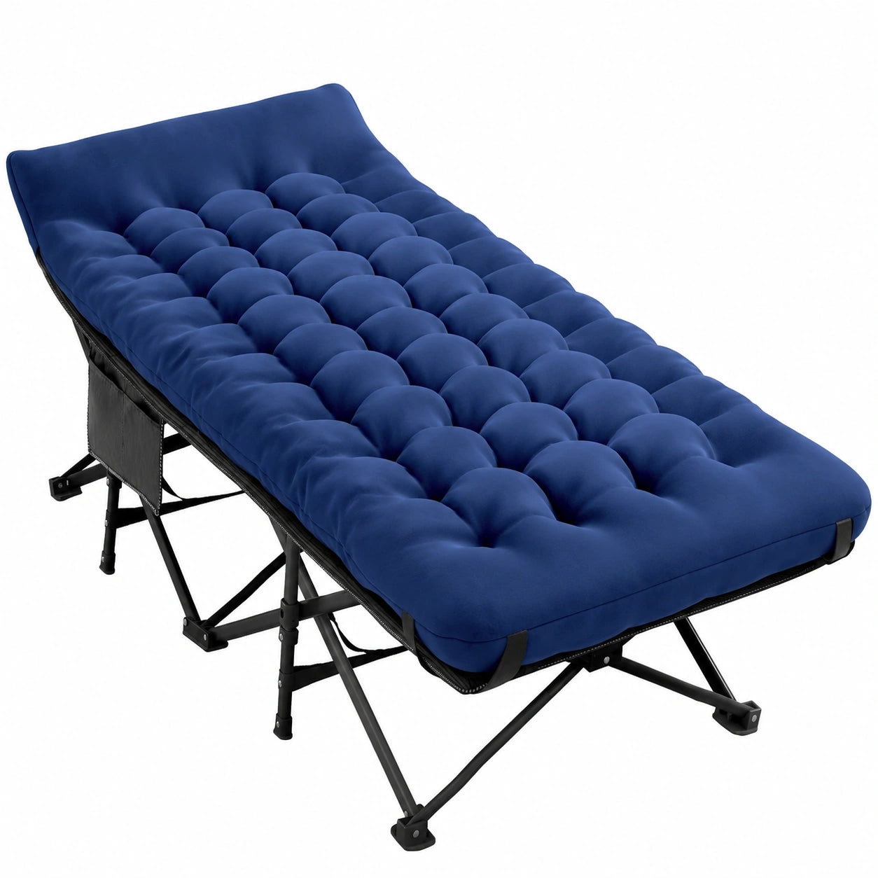 Extra Breit Palawano Campingbett mit Matratze – 190 x 71 cm Klappbares Bett für Camping, Gäste & Reisen - Marineblau