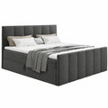 Boxspringbett Star Lux mit Aufbewahrung und Topper, Dunkelgrau 160x200 cm