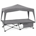 Tragbares Kinderreisebett mit Dach, 64 kg belastbar, 131x69x32 cm, inkl. Seitentasche, für Indoor und Outdoor