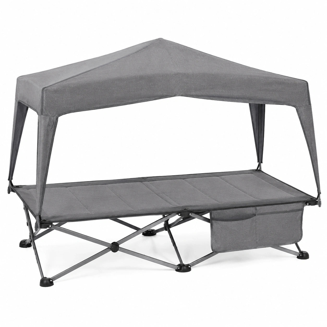 Tragbares Kinderreisebett mit Dach, 64 kg belastbar, 131x69x32 cm, inkl. Seitentasche, für Indoor und Outdoor
