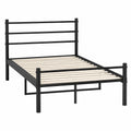 Schwarzes Metallbett 90x200cm mit Lattenrost, minimalistisches Design für Schlafzimmer und Gästezimmer