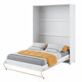 Homlando Lenart Vertikales Klappbett 140x200 cm - Platzsparendes Funktionsbett mit Schrank - Weiß Matt