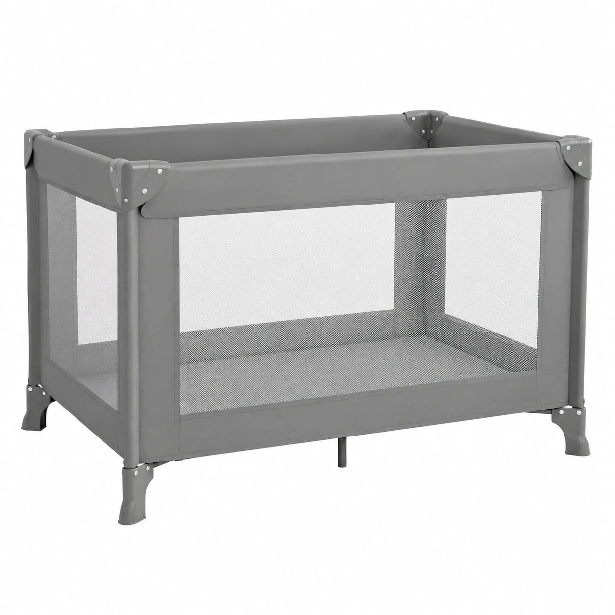 Faltbares Baby-Reisebett 100x70x70 cm - Leichtes Spielbett mit Tragetasche, ideal für Haustiere, Farbe: Grau