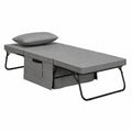 HOMCOM Gästebett Klappbar 75x190cm, 4-in-1 Reisebett für Erwachsene, Höhenverstellbares Einzelbett mit Metallrahmen, 150kg Tragkraft, Inklusive Kissen