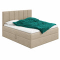 Elegantes Boxspringbett Star mit Komfort-Topper und Bettkästen, 160x200 cm, Beige Velours