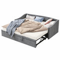 Verwandlungssofa 200 cm Breit, Ausziehbares Bettsofa, Wandbett mit Couch, Klappbett 90/180 x 200 cm, Tagesbett mit Lattenrost, Samtbezug, Grau, ohne Matratze